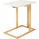 Dell Side Table w/ White Marble Top on Gold Brushed Stainless Base